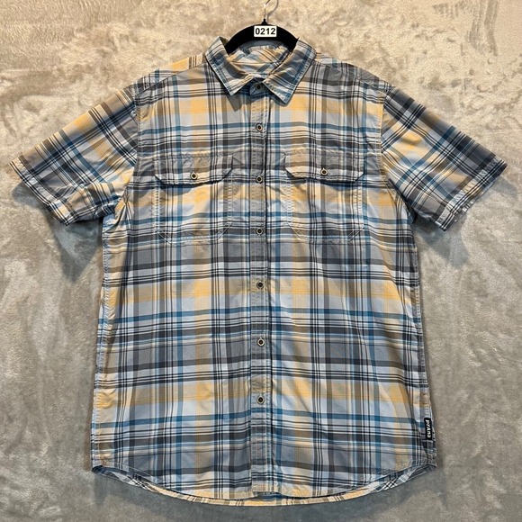 Prana Other - Prana Mens Short Sleeve Plaid Button Up Size Medium Organic Cotton Blend Outdoor